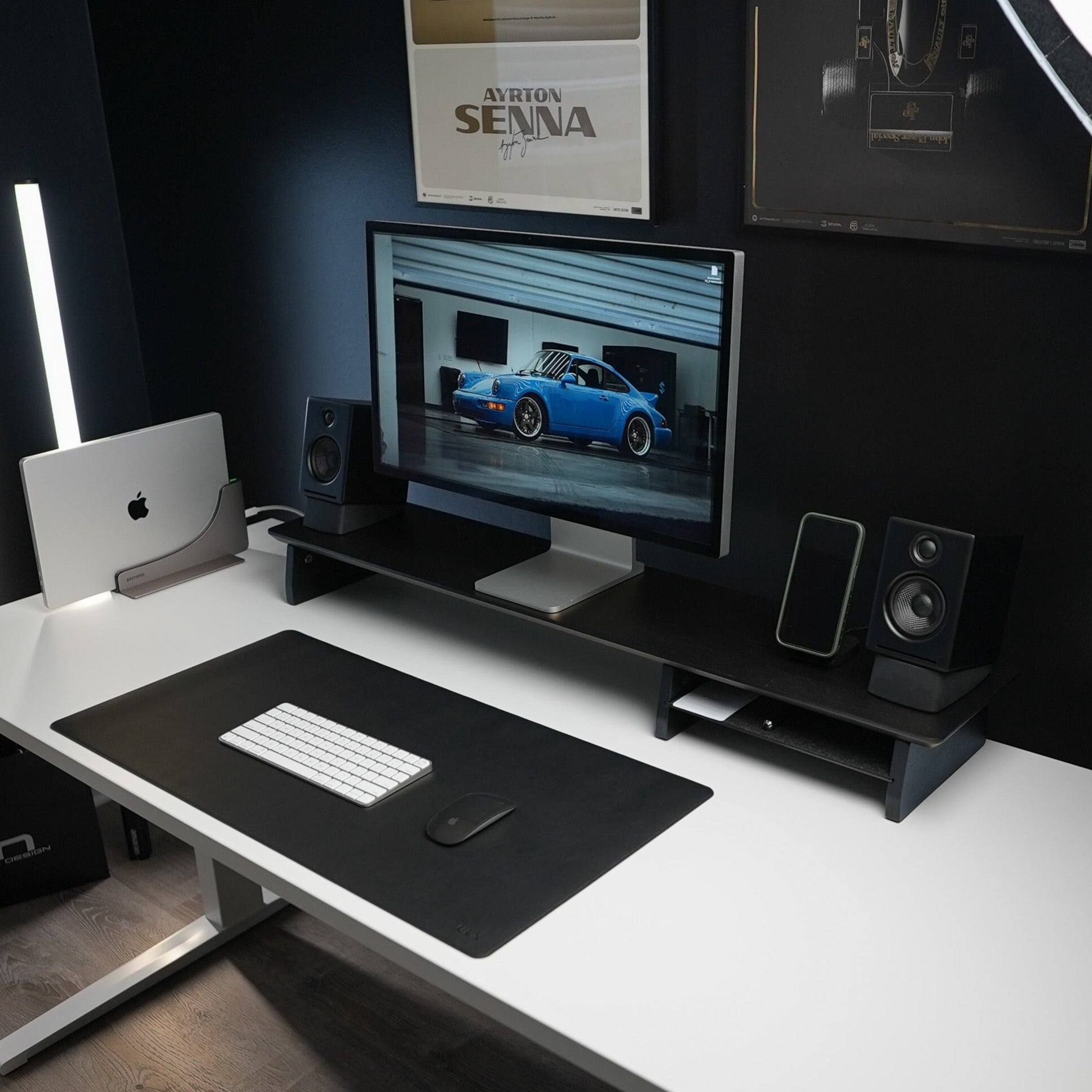Black desk setup